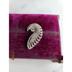 Sarah Coventry Clear Rhinestone Silver Tone Metal Brooch Vintage